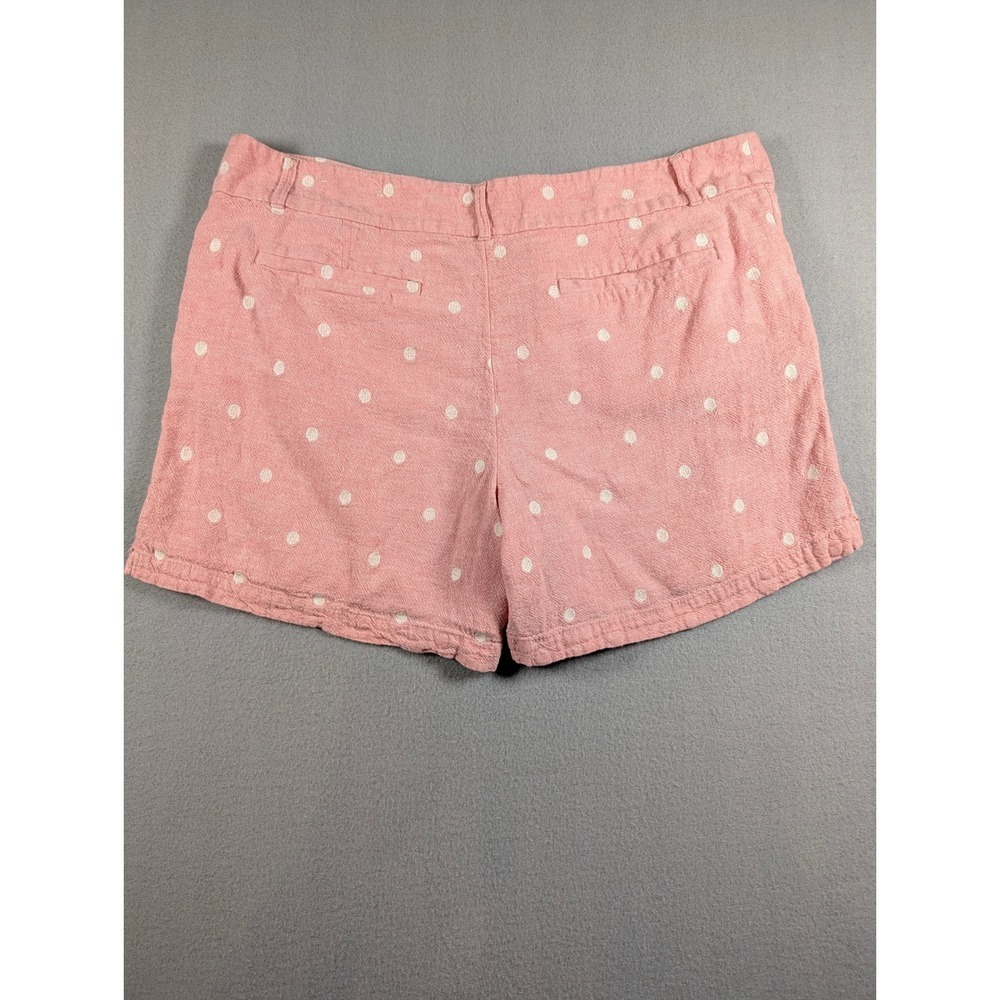 LOFT Pink Polka Dot Linen Blend‎ Shorts Womens Size 12 Preppy Summer - Picture 3 of 6